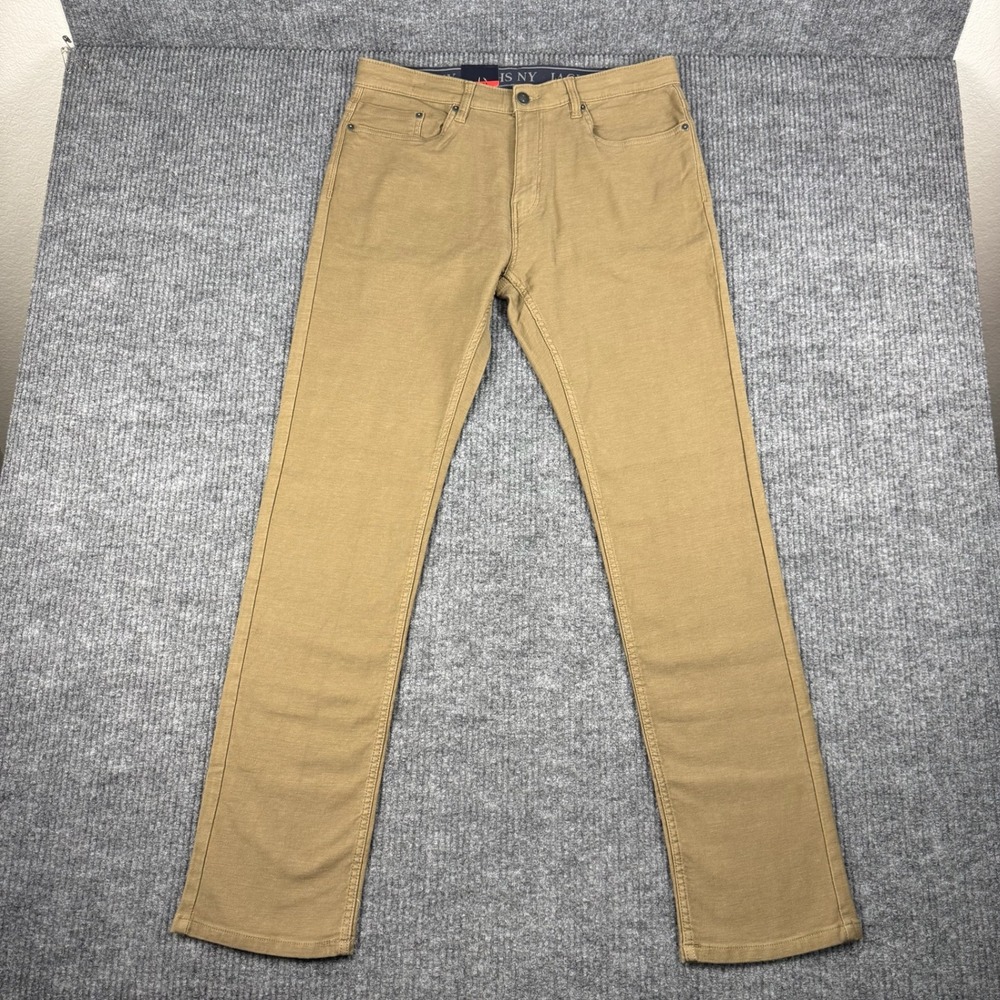 JACHS New York 5-Pocket Pants Mens 34x34 Tan Straight Fit Flex Waistband NeW